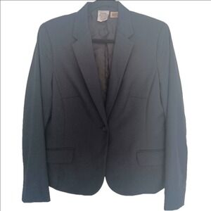Cintas Blazer Jacket Women 10 Navy Blue Wool Blend Single Button Professional